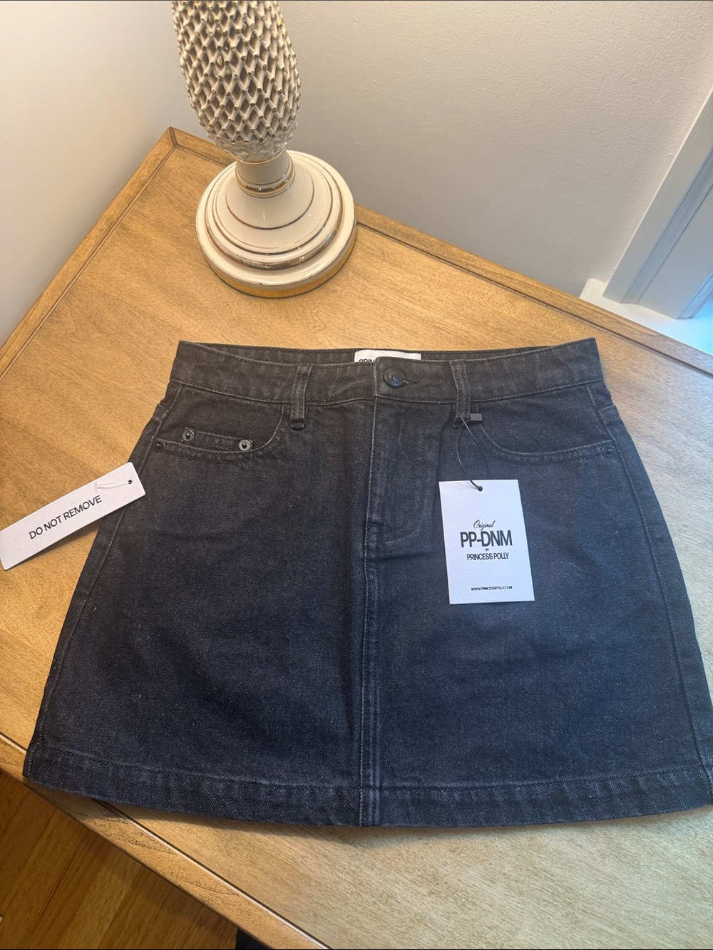 Princess Polly Black Denim A-Line Mini Skirt